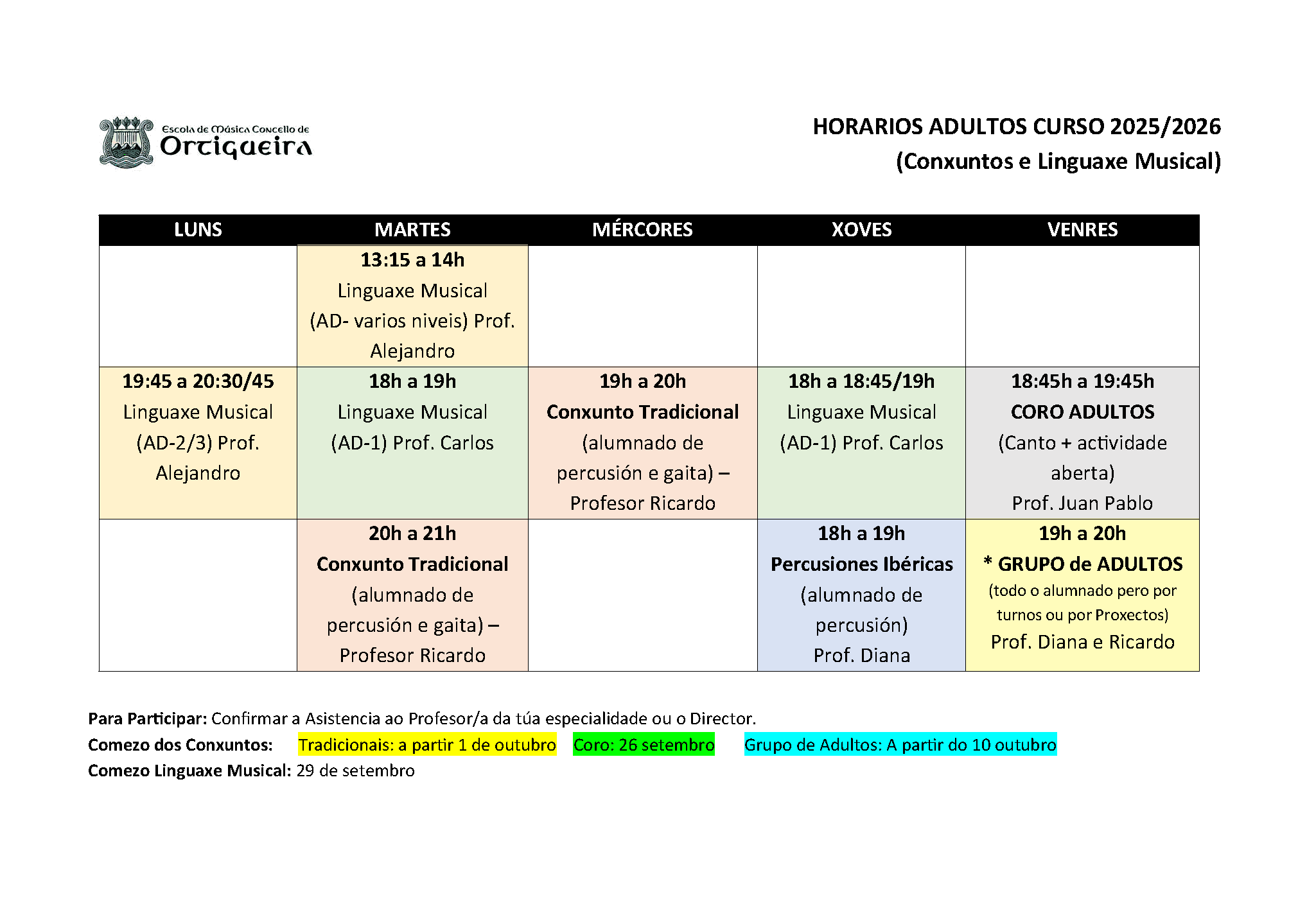 Horarios Adultos 2025/2026
