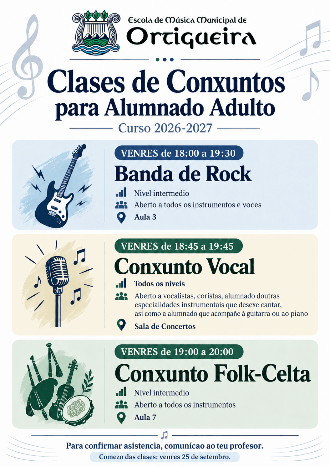 Horarios das Clases de Conxuntos (Adultos)